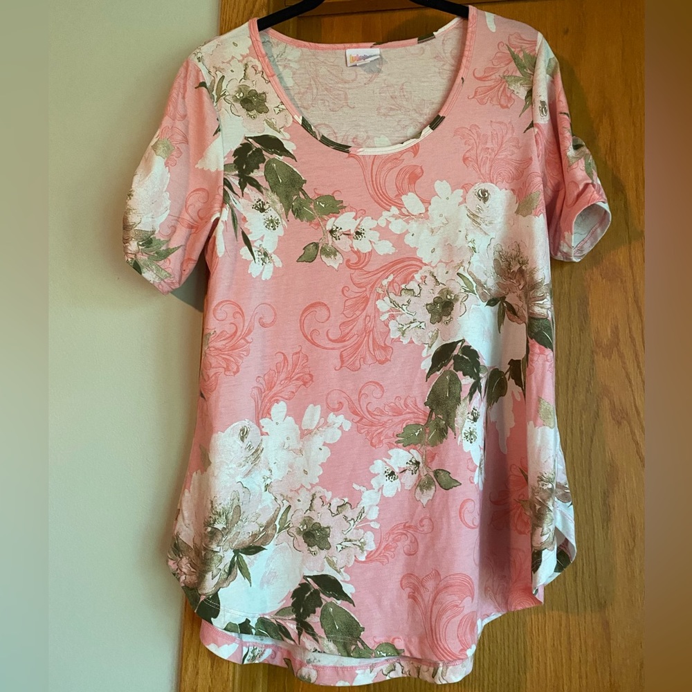 pink floral lularoe morgan top size small